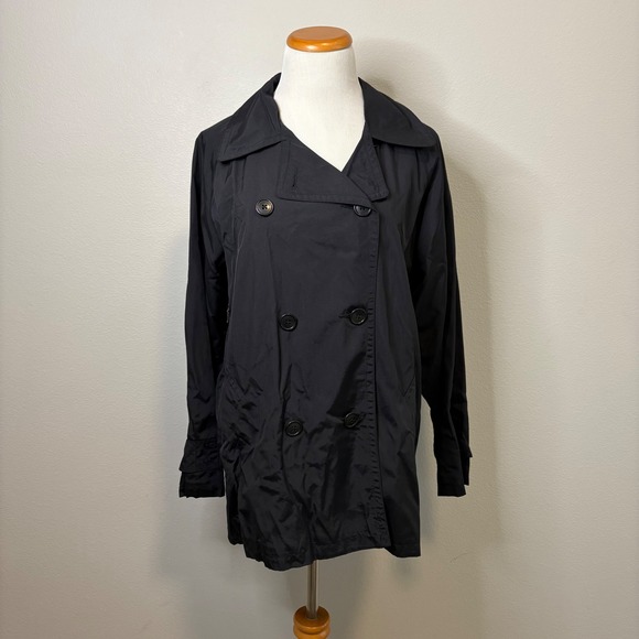 Eddie Bauer Jackets & Blazers - Eddie Bauer Trench Coat Lightweight Rain Jacket Double Breasted Black Small